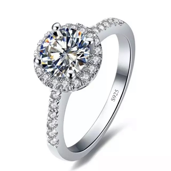 925 STERLING SILVER 2CTW LUXURY DIAMOND RING - Picture 5 of 6